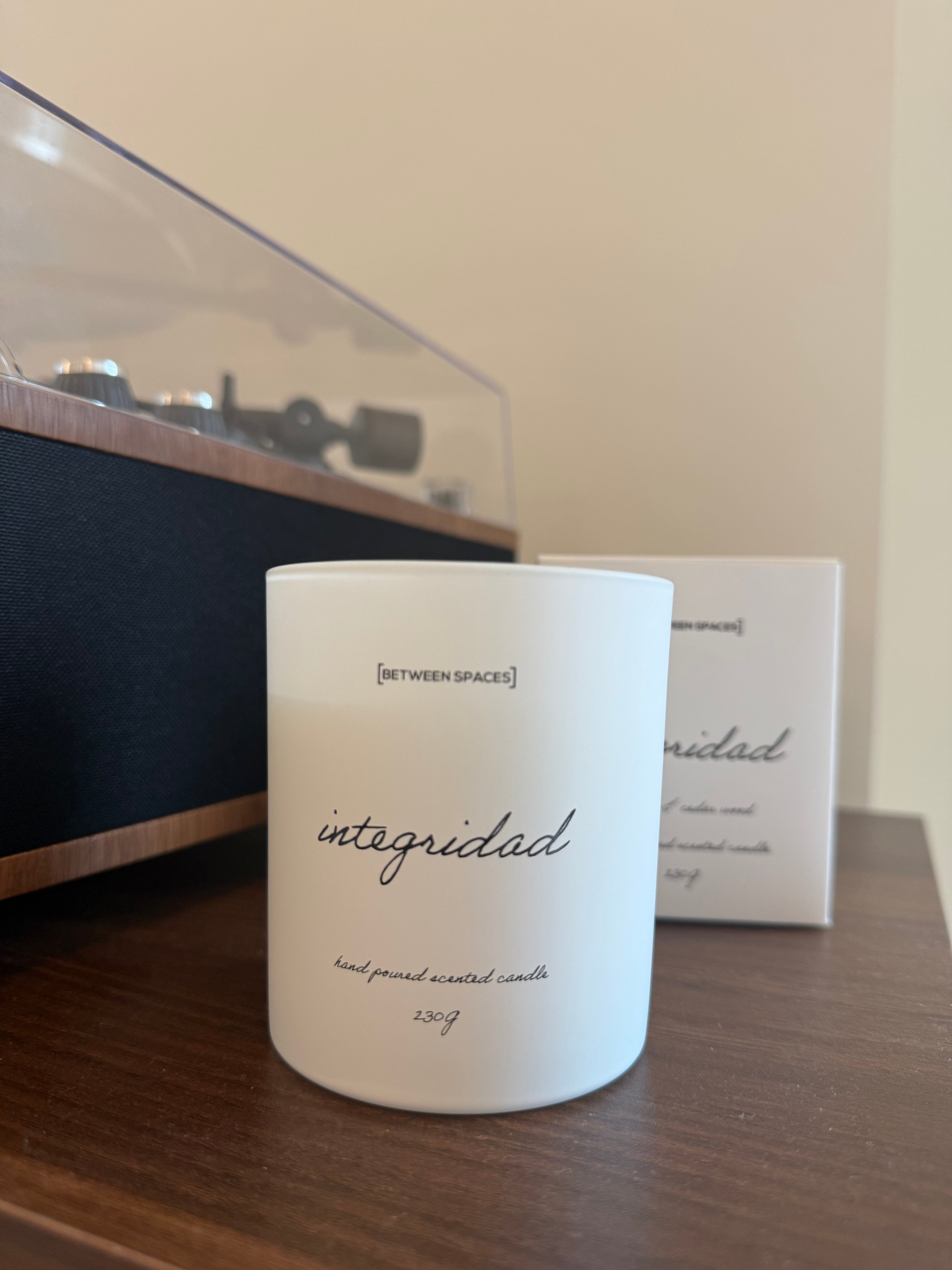 Integridad Candle — balsam and cedarwood soy wax candle by Between Spaces, hand-poured in NYC